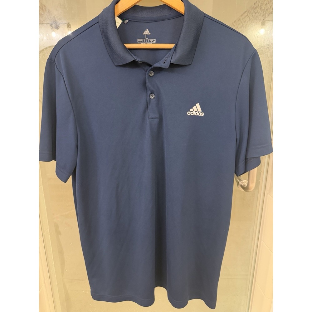 Adidas Prime Blue Golf Polo Shirt UPF 50 Navy Men's Large